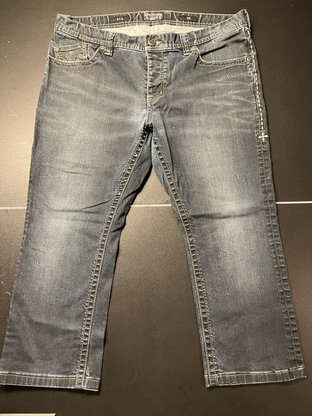Affliction Ace Men's Dark Gray Slim Fit Jeans Black Denim size 40